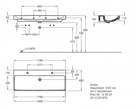 UMIV. SMYLE SQUARE 120*48 500.253.01.1 GEBERIT