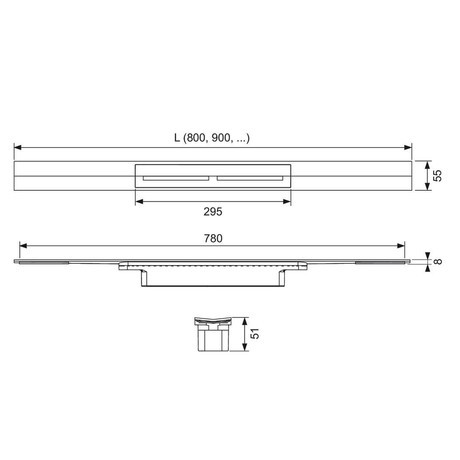 KANALETA DRAINPROFILE MAT 800mm TECE 670800