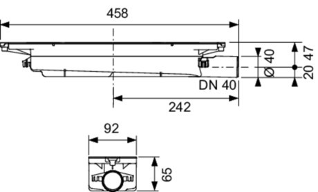 SIFON DRAINPROFILE DN40 0,5l/s H=65mm TECE 673001