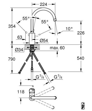 PIPA GROHE 31132 001 LP CONCETTO KUH. VIS. 3 CEVI