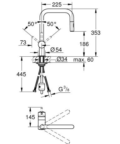 PIPA GROHE 32322 002 MINTA IZVLEČNA KUHINJSKA