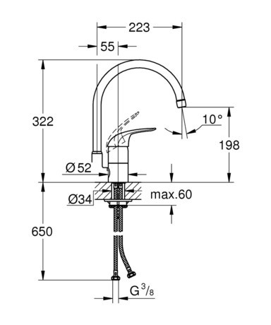 PIPA GROHE 32752 000 EUROECO VIS. KUH.