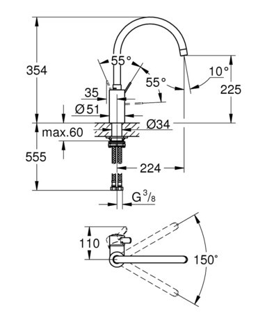 PIPA GROHE 32843 002 EUROSMART COSMO KUHINJSKA