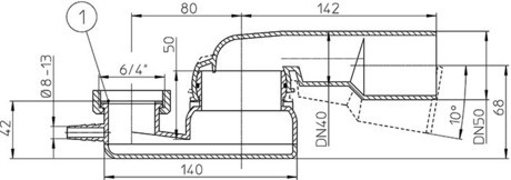 HL 500-6/4" SIFON ZA KAD TUŠ S KROGELNIM ZGLOBOM