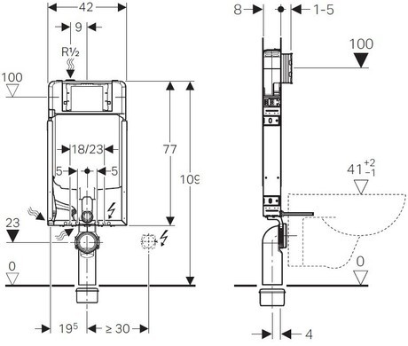 GEBERIT 110.792.00.1 KOMBIFIX WC H109 8cm