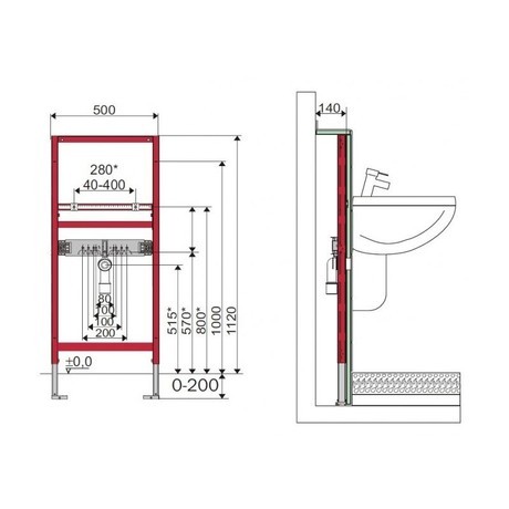 MODUL ZA UMIVALNIK SUHOM. 9310000 TECE H=112cm