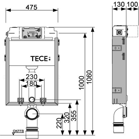 WC KOTLIČEK ZA OBZIDAVO 9370000 TECEBOX H=1060mm