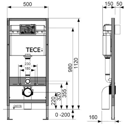 WC KOTLIČEK ZA SUHOMONT. 9400400 TECEBASE S TIPKO