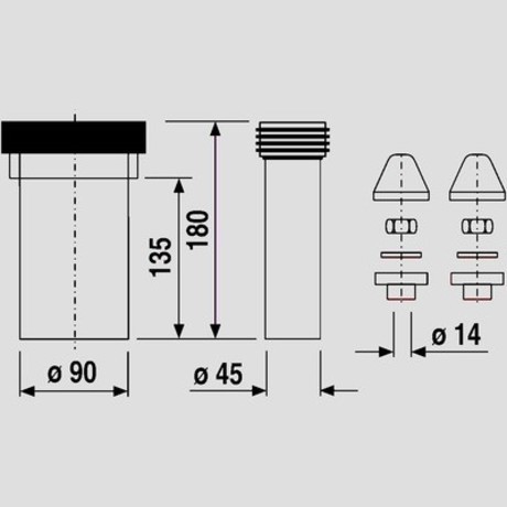 PRIKLJUČEK ZA WC HAAS 20cm GC-LINE WWCAG90