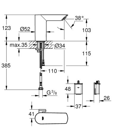 PIPA GROHE 36451 000 BAU COSMO. E ZA UMIV. IR