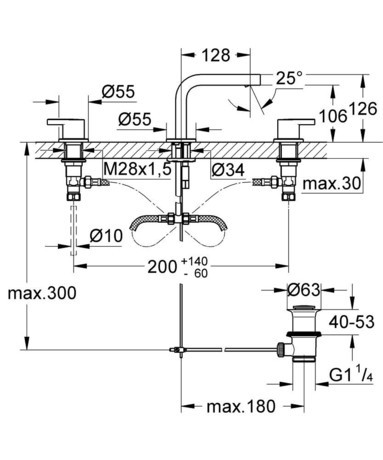 PIPA GROHE 20304 000 LINEARE ZA UMIVALNIK