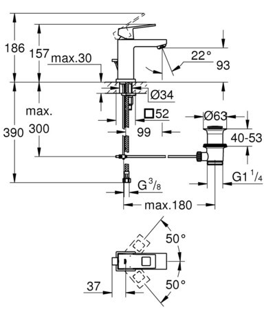 PIPA GROHE 23127 00E EUROCUBE ZA UMIVALNIK S