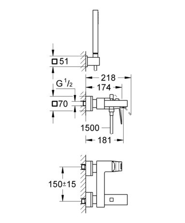 PIPA GROHE 23141 000 EUROCUBE ZA KAD KOMPLET