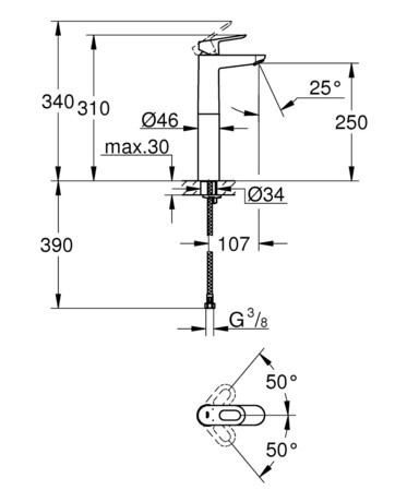 PIPA GROHE 23764 000 BAULOOP ZA UMIVALNIK XL