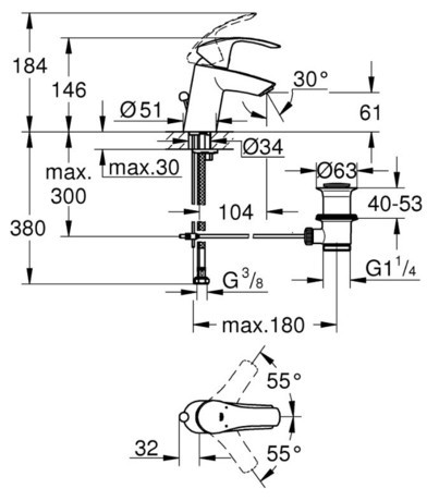 PIPA GROHE 23788 002 EUROSMART ZA UMIVALNIK S