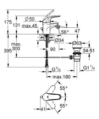 PIPA GROHE 23263 000 EUROECO BIDE