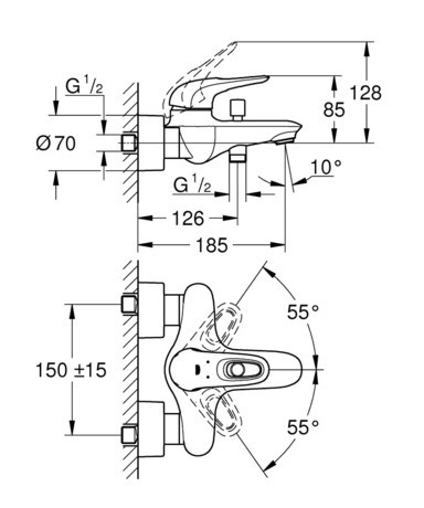 PIPA GROHE 33591 003 EUROSTYLE ZA KAD