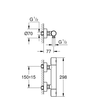 PIPA GROHE 34065 002 GTM 1000 COSMOPOL. ZA TUŠ