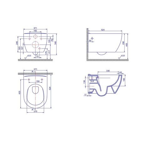 WC ŠKOLJKA Z INTEGR. BIDE CERASTYLE CITY 019100 D