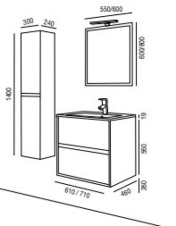 SALGAR SET TOALETNA OMARA NOJA 600  ROVERE CALEDON