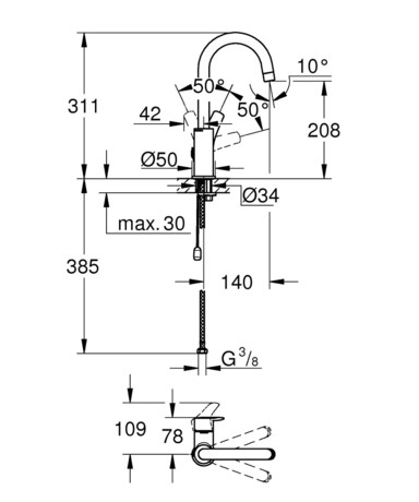 PIPA GROHE 23743 003 EUROSMART ZA UMIV VISOKA