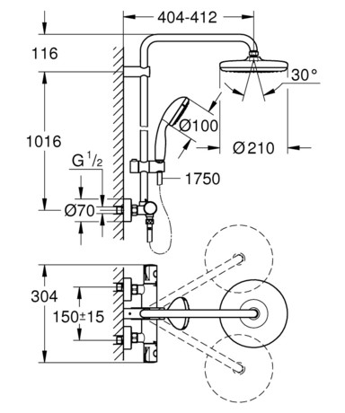 PIPA GROHE 26848 000 TEMPESTA SYSTEM 210