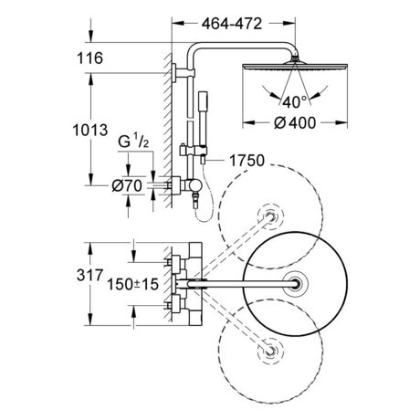 PIPA GROHE 27174 001 RAINSHOWER SYSTEM FI 400