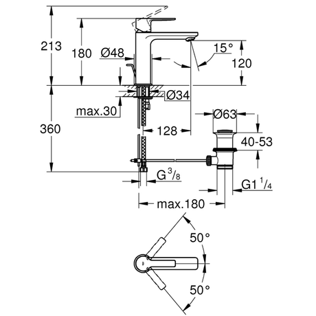 PIPA GROHE 32114 DC1 LINEARE ZA UMIVALNIK S