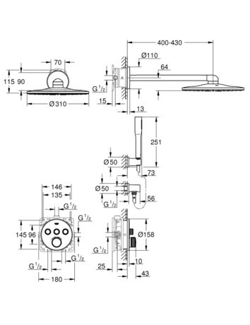 SET GROHE 34705 000 POD. RAINSHOWER 310 SMARTCONT.