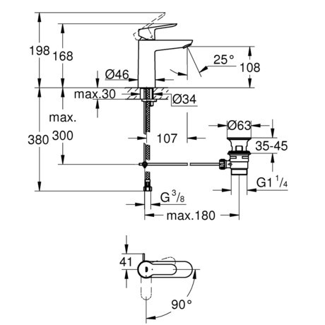 PIPA GROHE 23759 000 BAUEDGE ZA UMIVALNIK M