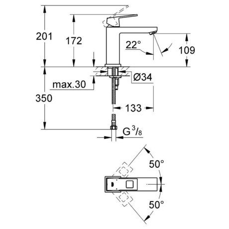 PIPA GROHE 23446 000 EUROCUBE ZA UMIVALNIK