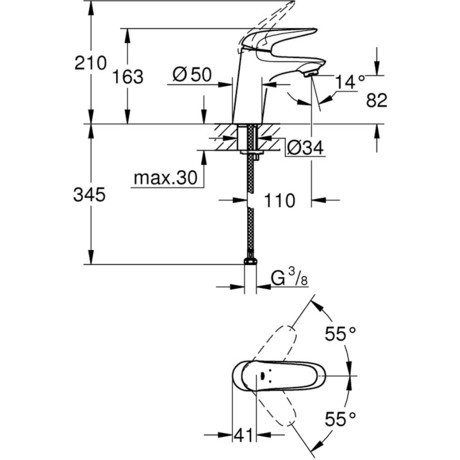 PIPA GROHE 23715 003 EUROSTYLE ZA UMIVALNIK S