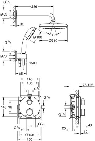 SET GROHE 34727 000 POD. TEMPESTA  210  SET