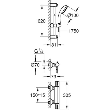 PIPA GROHE 34565 001 GROHTERM 800 ZA TUŠ S KON