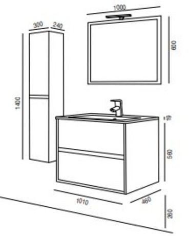 SALGAR SET TOALETNA OMARA NOJA 1000 rovere CALEDON