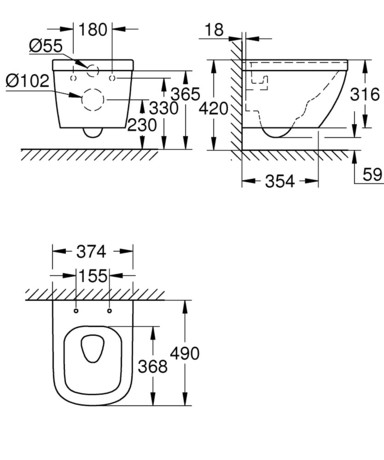 WC ŠKOLJKA GROHE 39206000 EUROCERAMIC COMP. VIS RIM