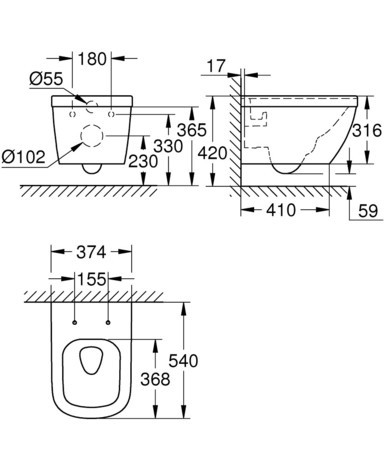 WC ŠKOLJKA GROHE 39328000 VISEČA RIMLESSEUROCERAMIC