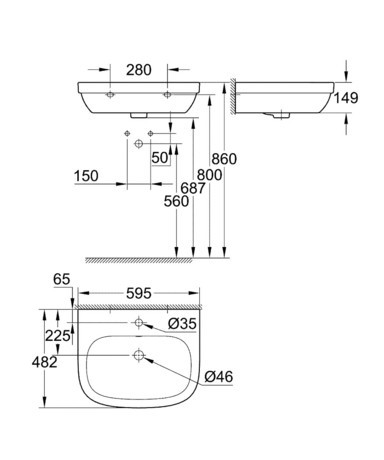 UMIVALNIK GROHE 39335 000 EUROCERAMIC 60*48