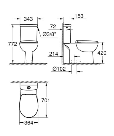 MONOBLOK GROHE 39346 000 BAU RIMLESS SIMPLON KPL