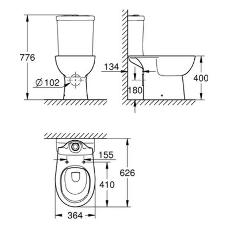 MONOBLOK GROHE 39349 000 BAU RIMLESS BALTIK