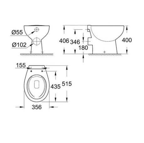 WC ŠKOLJKA GROHE 39430000 RIMLESS BAU CERAM BALTIK