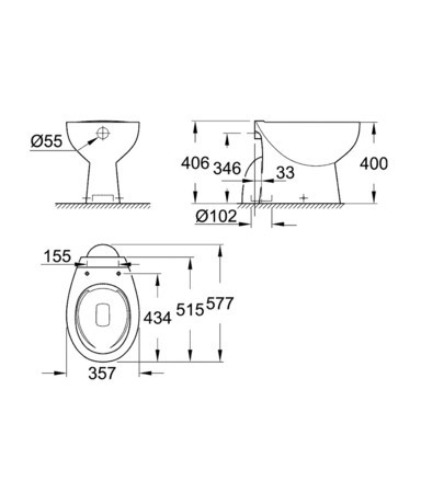 WC ŠKOLJKA GROHE 39431000 RIMLESS BAU CERAM SIMPLON