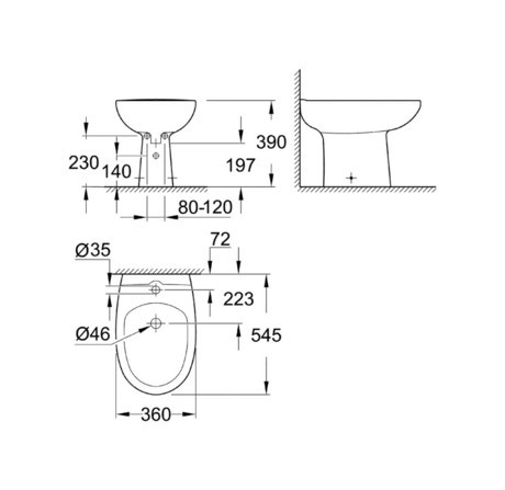 BIDE GROHE 39432 000 BAU CERAMIC TALNI