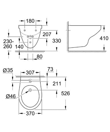 BIDE GROHE 39433 000 BAU CERAMIC VISEČI