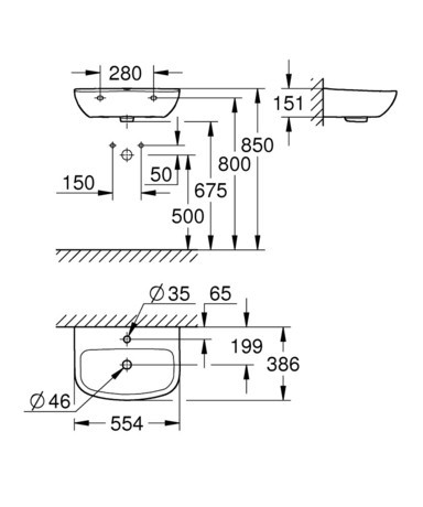 UMIVALNIK GROHE 39440 000 BAU CERAMIC 55,3*38,6