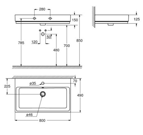 UMIVALNIK GROHE 39469 00H CUBE 80*49