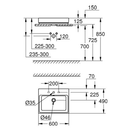 UMIVALNIK GROHE 39477 00H CUBE 60*49 NADPULTNI