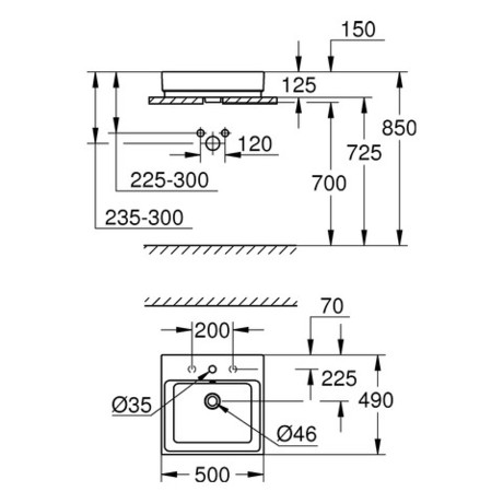 UMIVALNIK GROHE 39478 00H CUBE 50*49 NADPULTNI