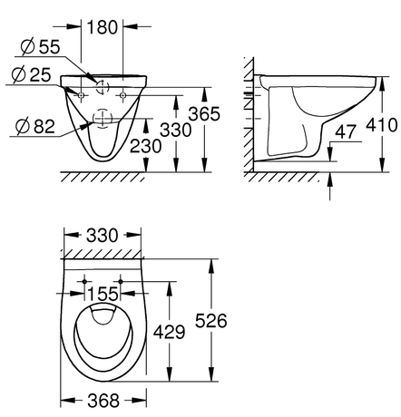 WC ŠKOLJKA GROHE 39491000 BAU CERAMIC   VISEČA