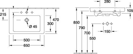 UMIVALNIK SUBWAY 2.0 711365R1 65cm V&B